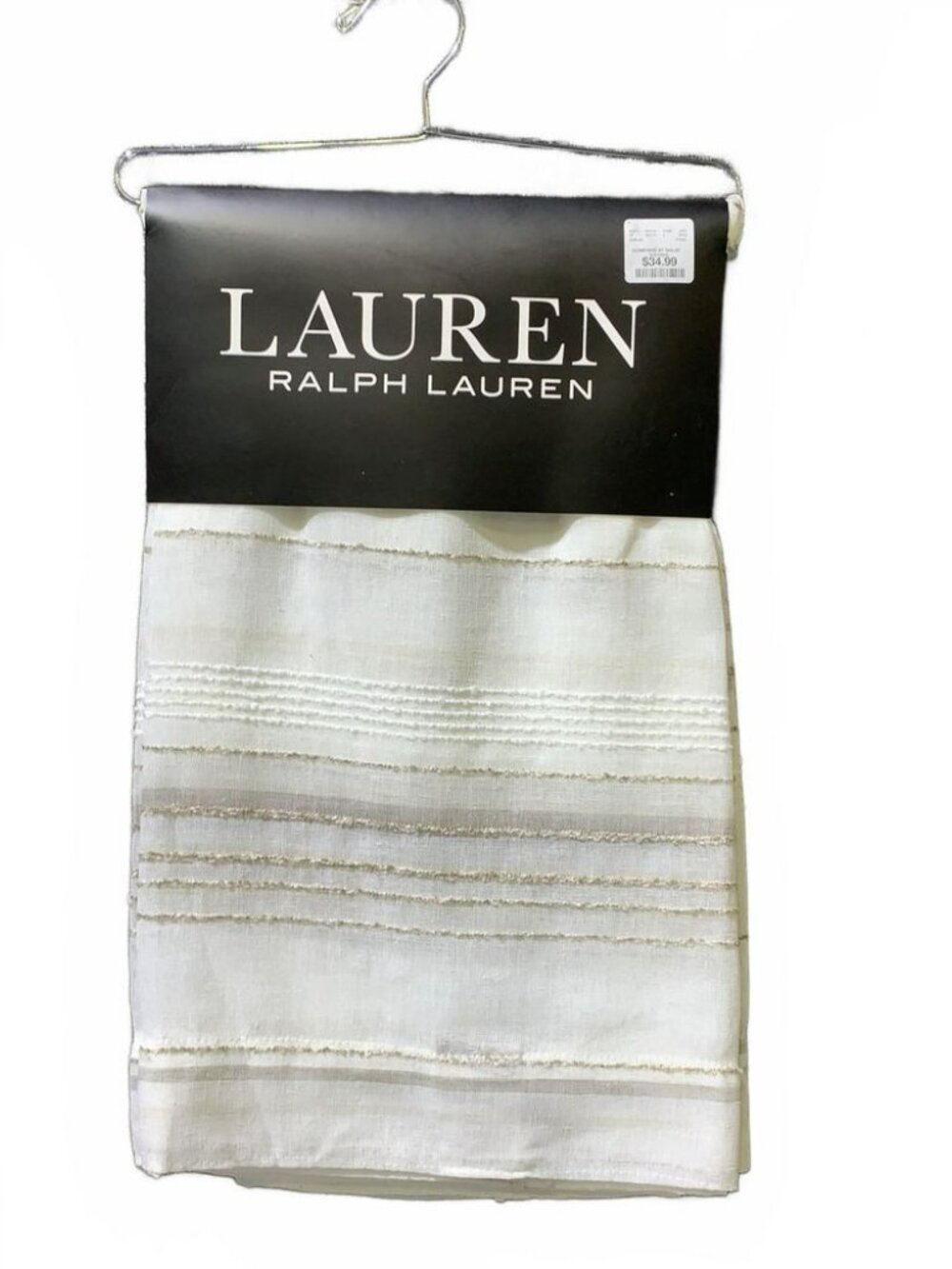 Ralph Lauren Merigold Natural Sheer Curtain Woven Stripe Drape 54"x 96" 2 Panels